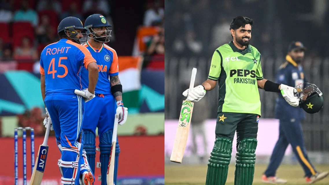 Rohit Sharma (L), Virat Kohli (C), and Babar Azam (R) (Source: AFP)&nbsp;