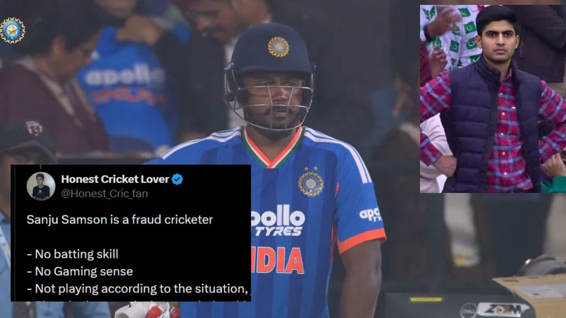 Fans react to Sanju Samson after flop show in 1st T20I vs NZ [Source: @CricCrazyJohns/x]