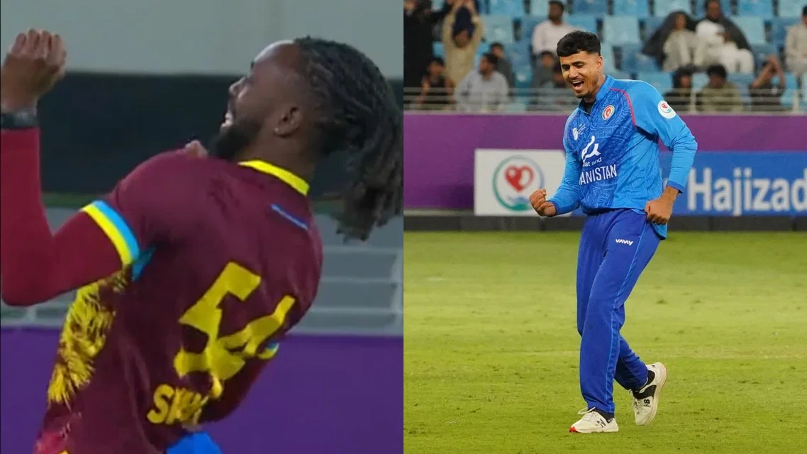 Shamar Springer and Mujeeb Ur Rahman picked hattricks in Dubai [Source: Fancode, ACBofficials/X.com]