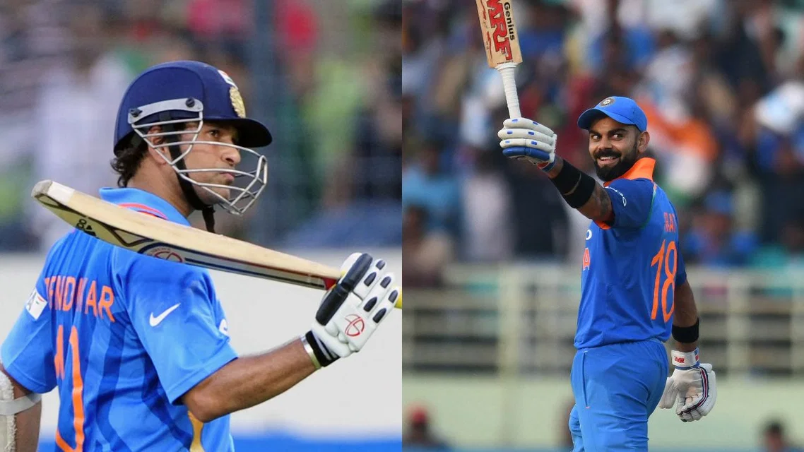 Sachin Tendulkar (L) and Virat Kohli (R) (Source: AFP)&nbsp;