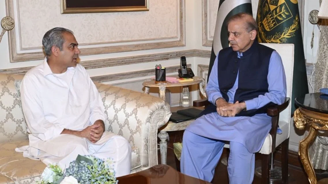 Mohsin Naqvi with Shehbaz Sharif [Source: X]