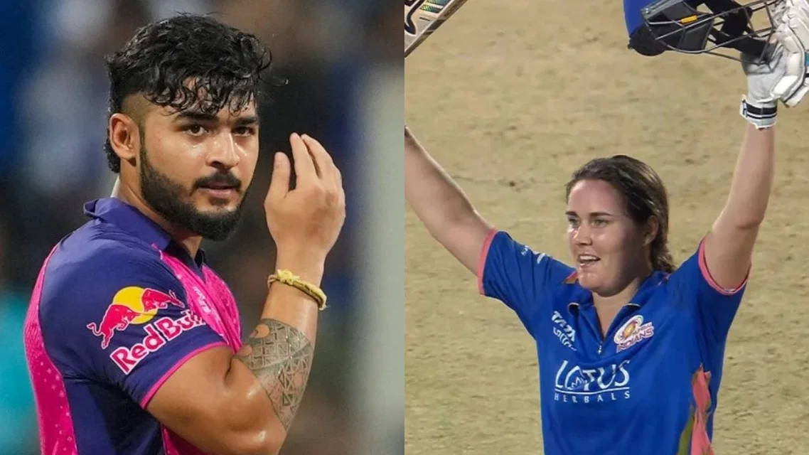 Riyan Parag and Nat Sciver-Brunt [Source: @Teamindiacrick, @MIPaltanFamily/x]