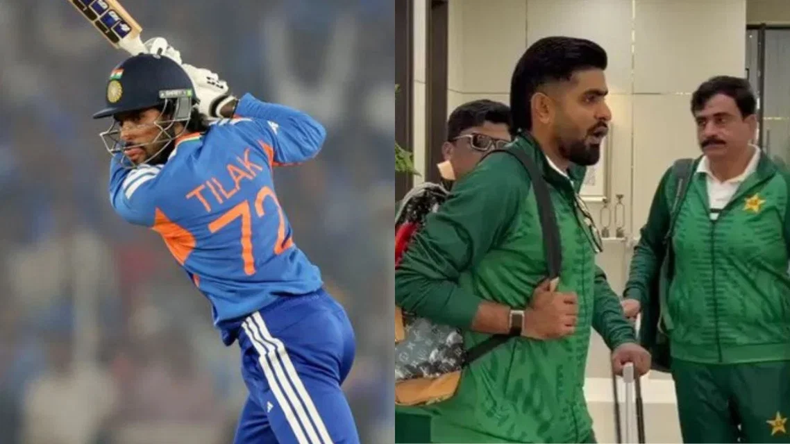 Tilak Varma and Pakistan team [Source: @BCCI, @CallMeSheri1_/x]