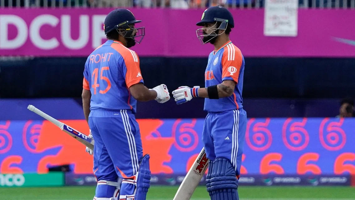 Rohit Sharma (L) and Virat Kohli (R) in T20 World Cup 2024 (Source: AFP)