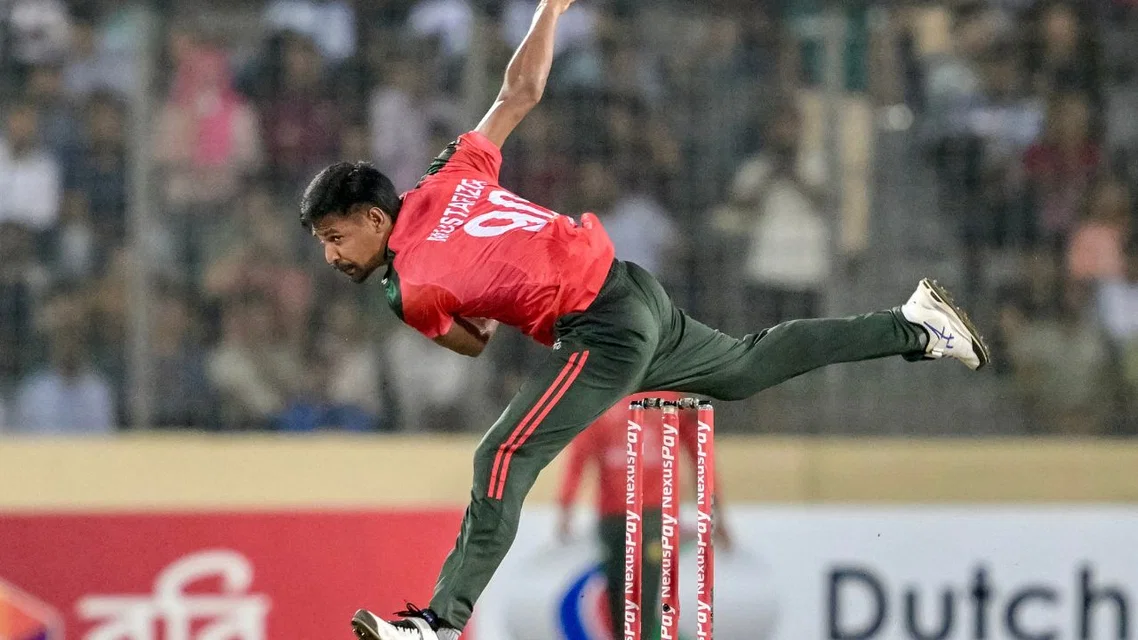 Mustafizur Rahman in action [Source: AFP]