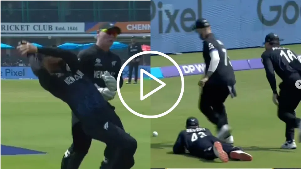 Watch- Tim Seifert, Finn Allen escape major accident as NZ openers collide on field vs AFG