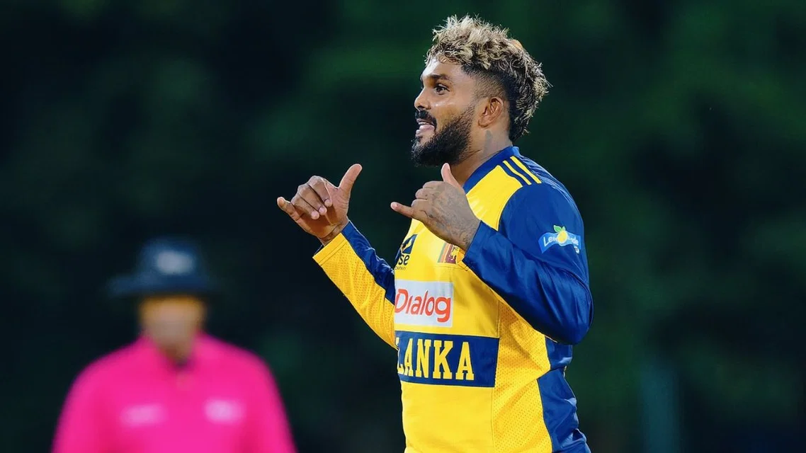 Wanindu Hasaranga picked 3/25 vs Ireland [Source: Wanindu49/X.com]