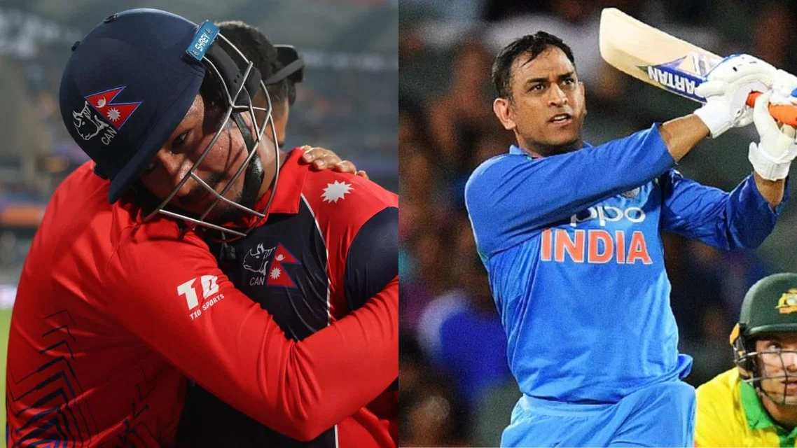 Nepal taking inspiration from MS Dhoni [Source: @CricCrazyJohns, @MikkhailVaswani/X.com]