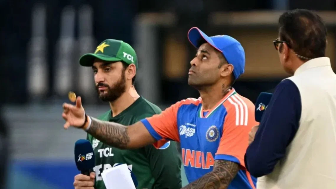 India captain and the Pakistan captain during a toss [Source: X]