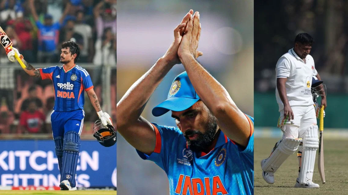 Ishan Kishan, Mohammed Shami and Sarfaraz Khan (Source:X)