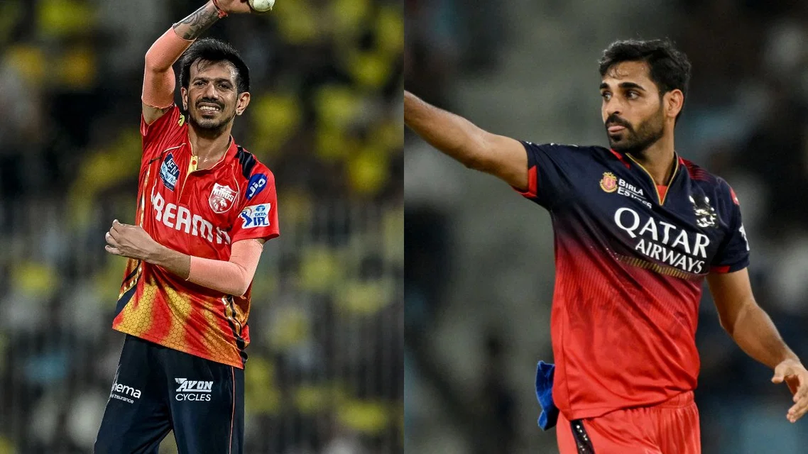 Yuzvendra Chahal (L) and Bhuvneshwar Kumar (R) in IPL (Source: AFP)