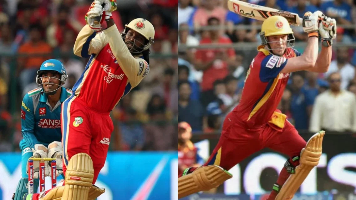 Chris Gayle (L) and AB de Villiers (R) in IPL (Source: X)