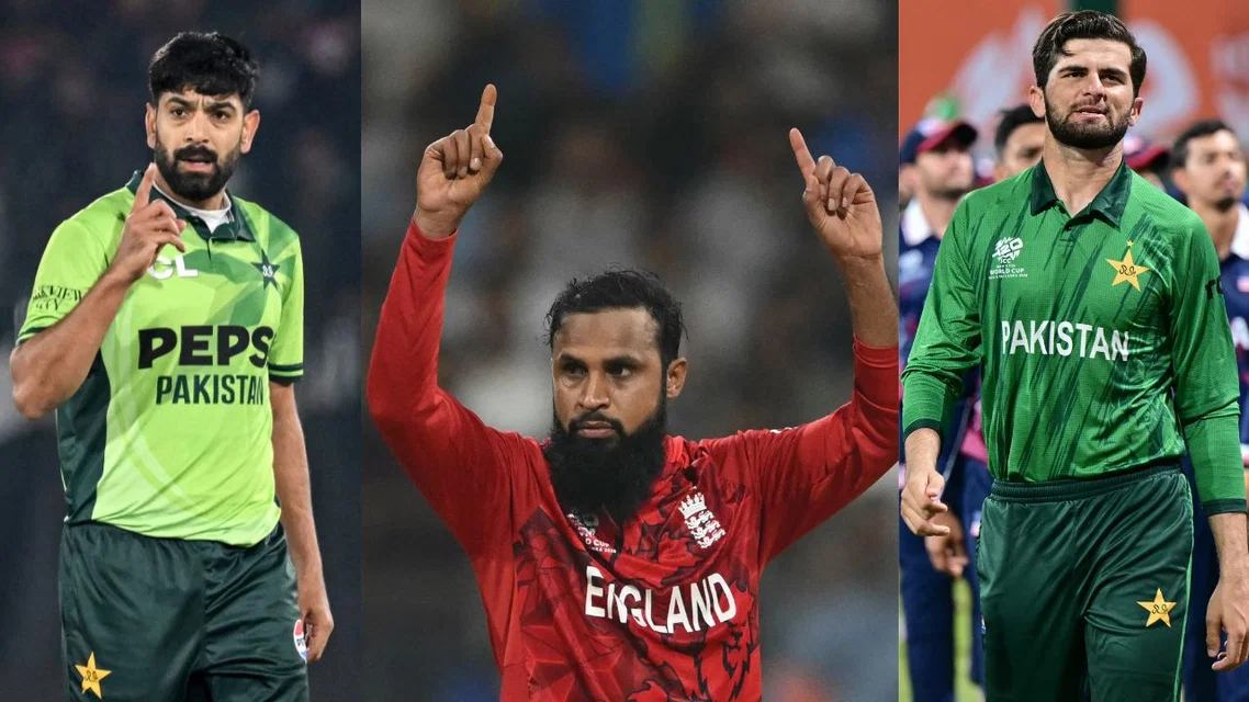 Haris Rauf (L), Adil Rashid (C), Shaheen Afridi (Source: AFP Photos)