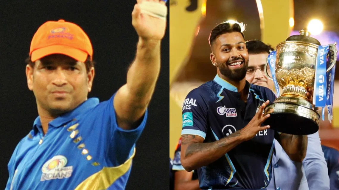 Sachin Tendulkar for MI (L) and Hardik Pandya for GT (R) (Source: AFP/X)
