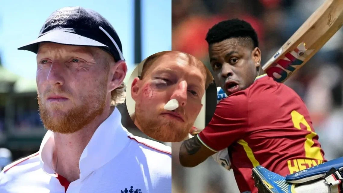 Stokes Warns on Helmets as Hetmyer Plays without one. [Source - AFP/@stokesy/Instagram]