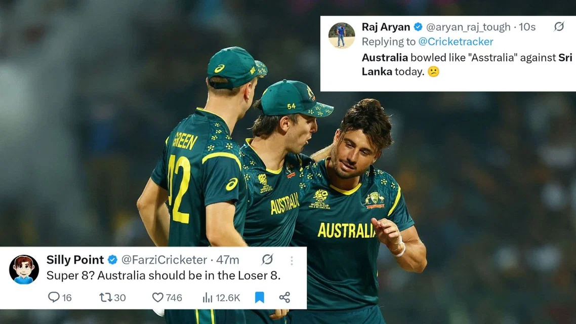 Twitter reaction on Australia's defeat vs Sri Lanka. [Source - AFP Photos/ X.com]