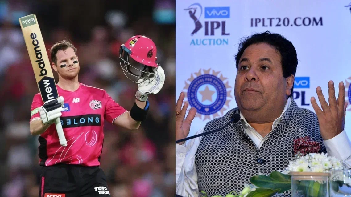 Steve Smith (L) and Rajiv Shukla (R) (Source: X/AFP)&nbsp;