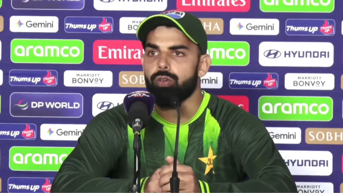 Shadab Khan in press conference after win over Namibia. [Source - X.com]