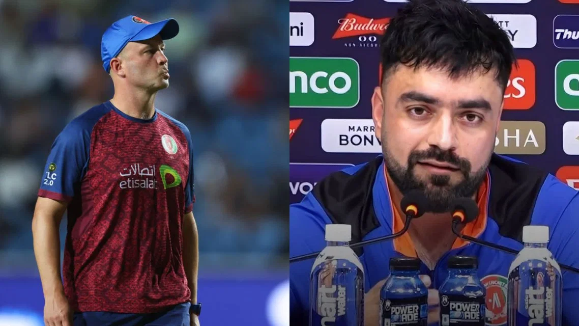 Jonathan Trott and Rashid Khan [Source: X]