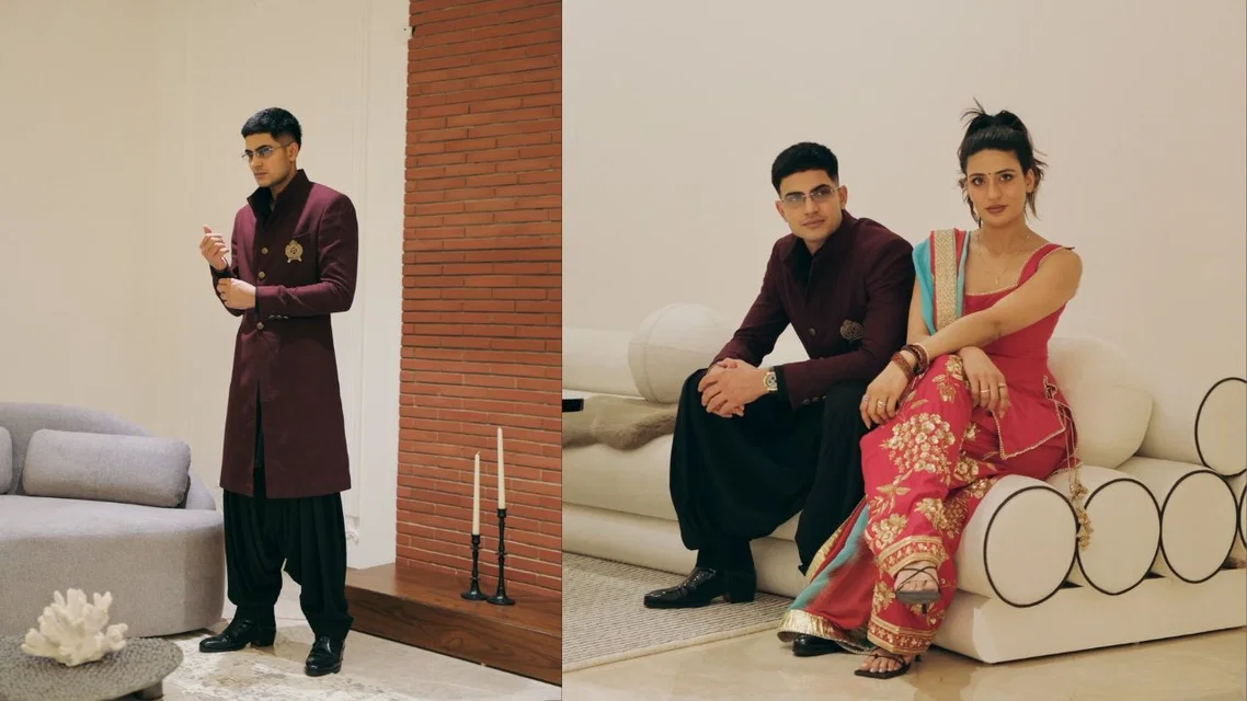 Shubman Gill posing with sister Shahneel Gill and family (Instagram @ShubmanGill)