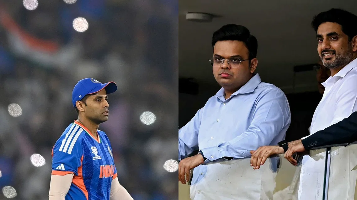 Suryakumar Yadav (L) & Jay Shah (R) [Source: AFP]