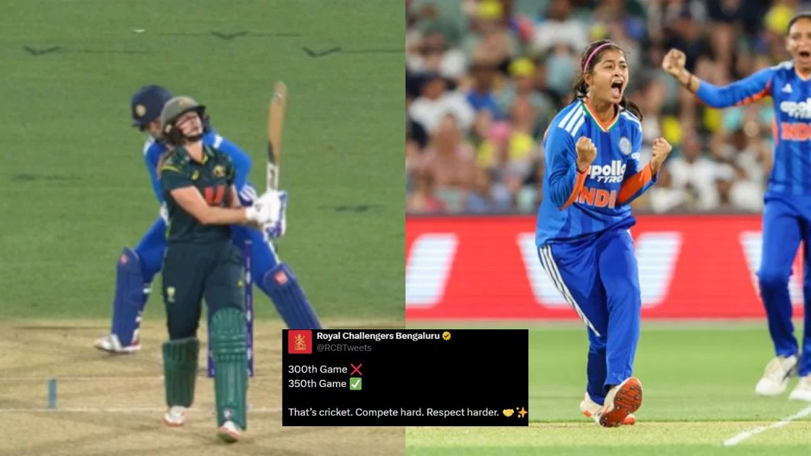 Ellyse Perry was dismissed for 1 (3) by Shreyanka Patil [Source: 7Cricket, BCCIWomen/X.com]