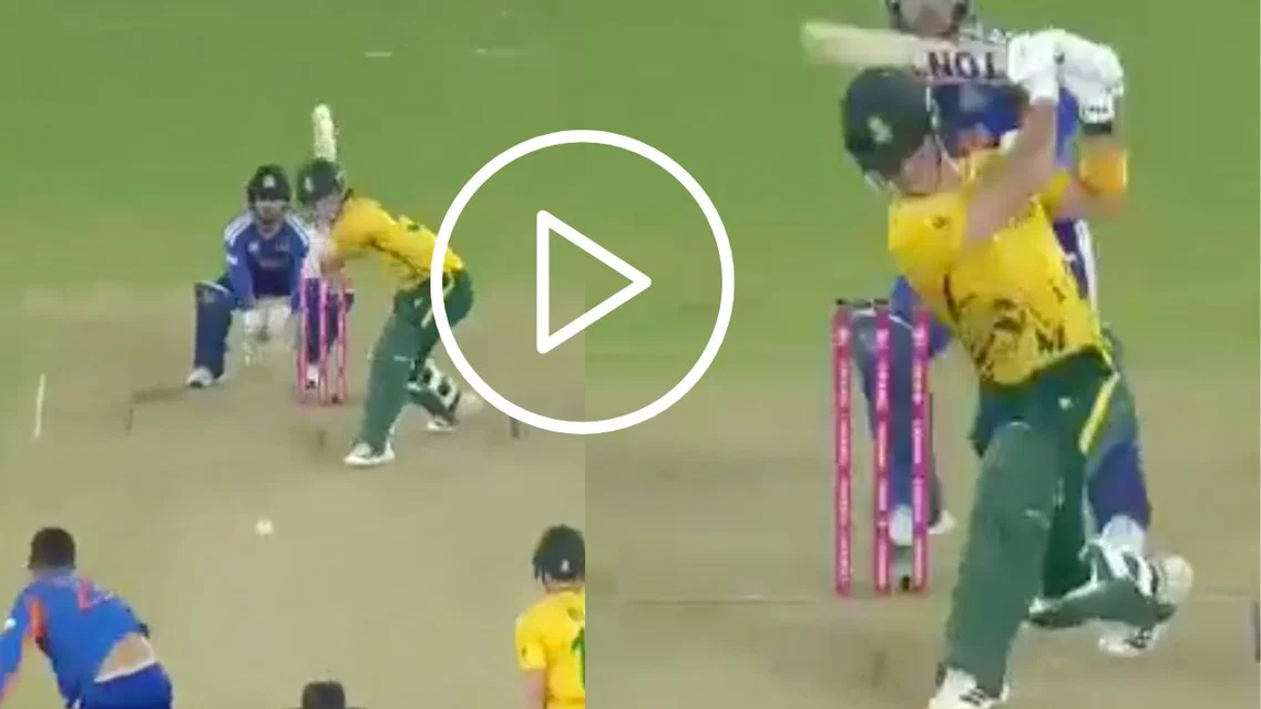 Brevis humiliates Chakravarthy with a no-look six [Source: X]
