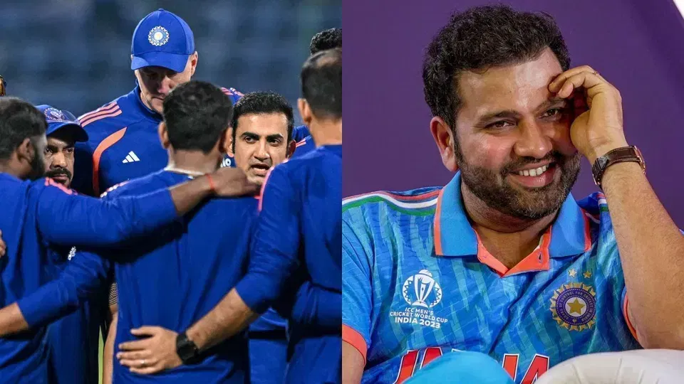 रोहित शर्मा के साथ टीम इंडिया। चित्र साभार: X