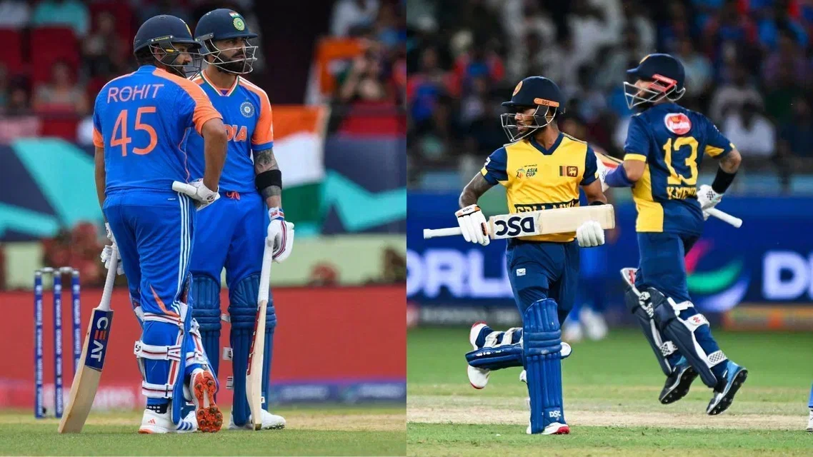 Kusal Mendis & Pathum Nissanka (R) and Rohit Sharma & Virat Kohli (L) (Source: AFP)