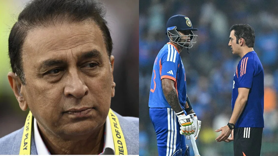 Sunil Gavaskar (L), Suryakumar Yadav (C), and Gautam Gambhir (R) (Source: X/AFP)&nbsp;