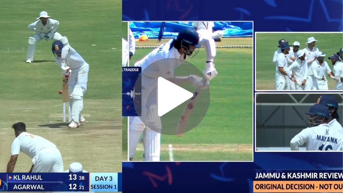 KL Rahul recieved a peach from Auqib Nabi in Ranji final (PC-x.com)