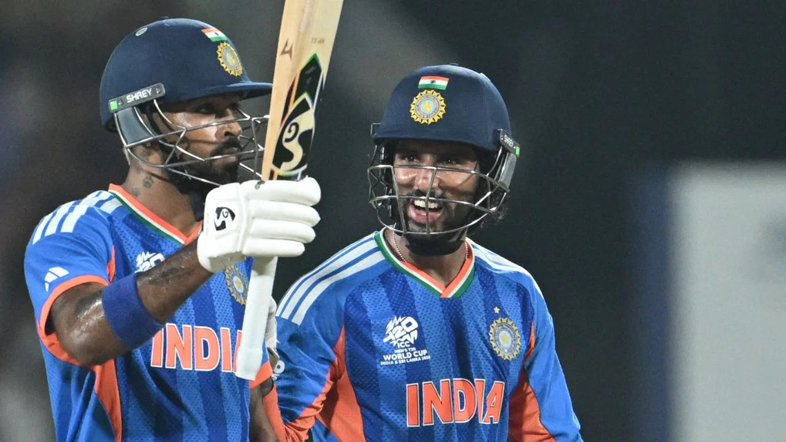Hardik Pandya and Tilak Verma (Source: AFP Photos)