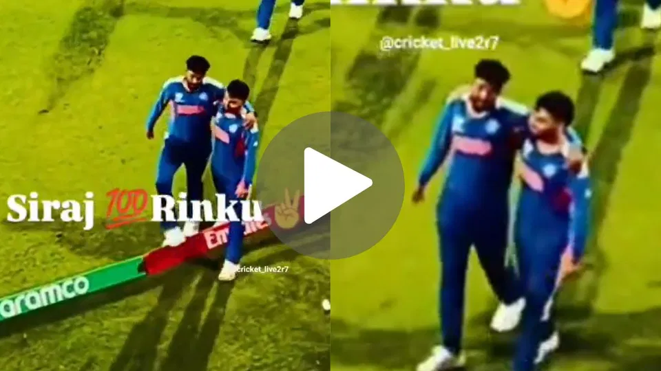 मोहम्मद सिराज ने रिंकू सिंह को सांत्वना दी [Source: @Cricket_live247/x]