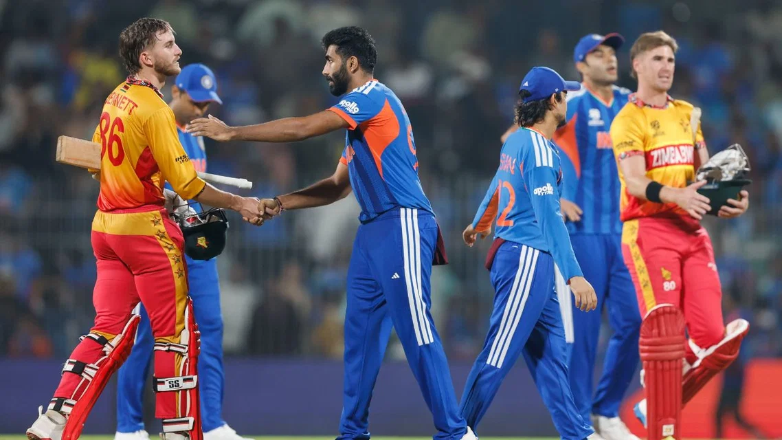 Indian cricket team with Zimbabwe [Source: X]