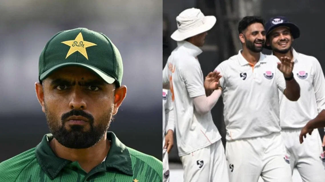 Babar Azam and Jammu & Kashmir team [Source: @CricCrazyJohns, @rvmoorthyhindu/x]