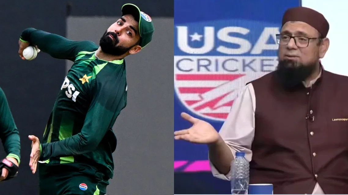 Shadab Khan (L) and Saqlain Mushtaq (R) (Source: AFP/X)&nbsp;