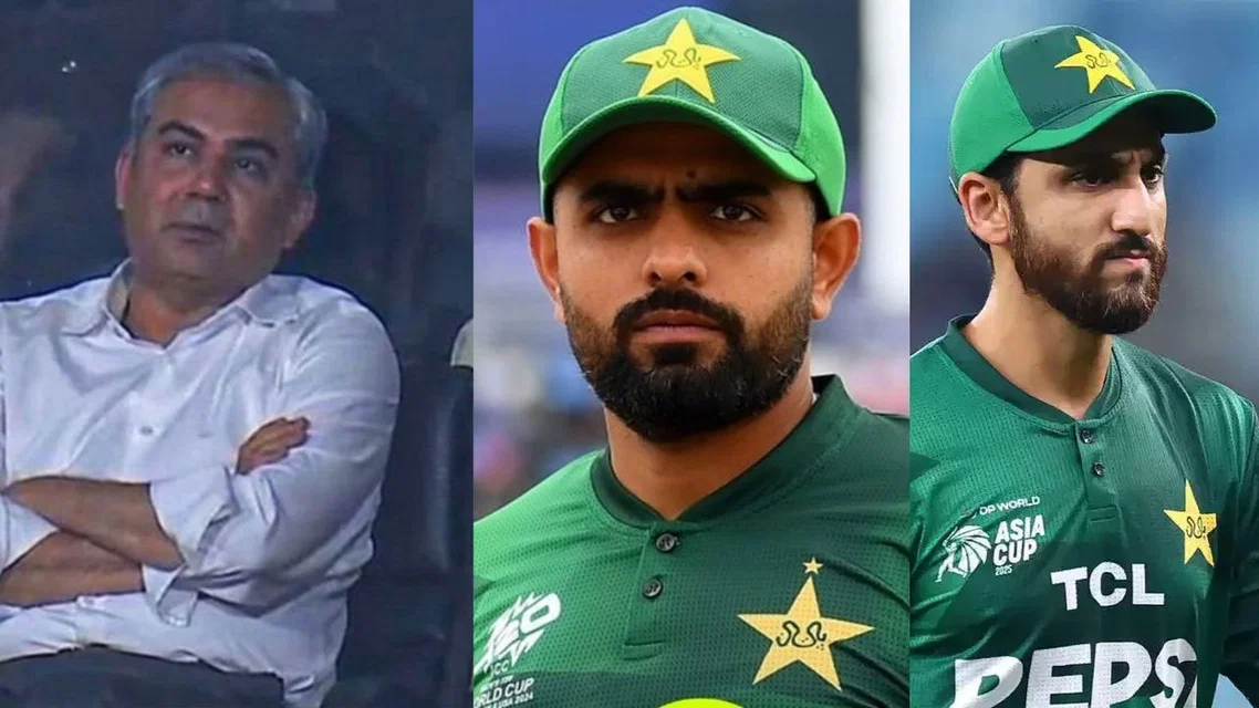 Mohsin Naqvi, Babar Azam and Salman Agha (Source:X)