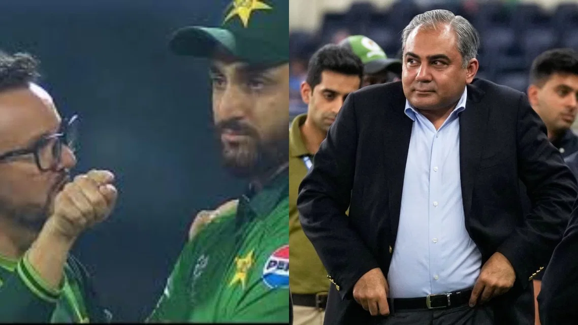 Mike Hesson Salman Agha Mohsin Naqvi. Image Credits: X