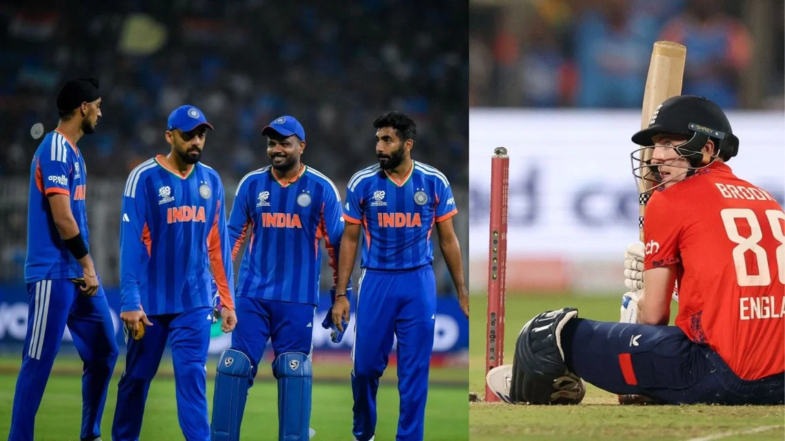 Team India and Harry Brook (Source:X)