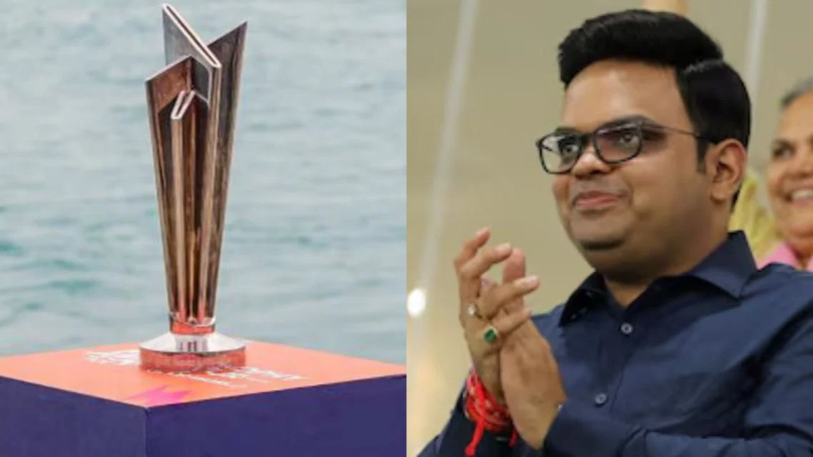 ICC T20 World Cup 2026 trophy and Jay Shah [Source: X]
