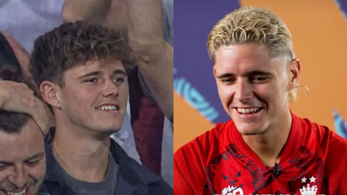 Jacob Bethell in the stands and representing England [Source: X]