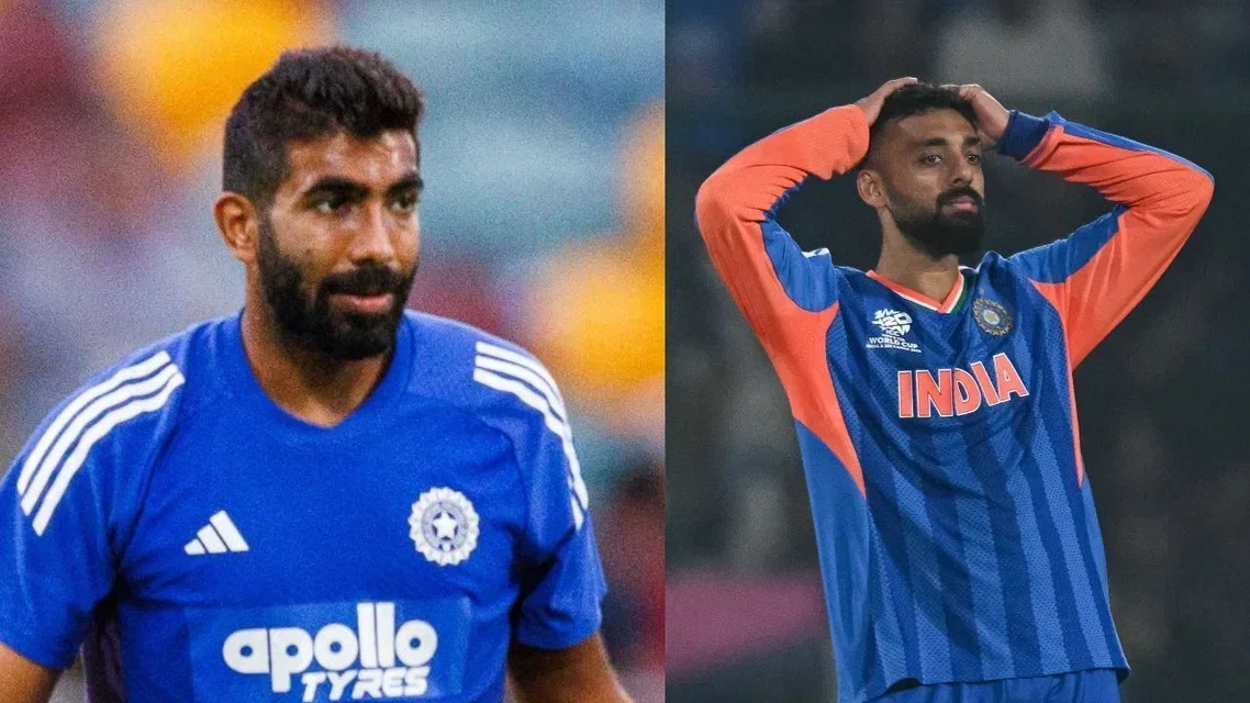 Jasprit Bumrah (L) and Varun Chakravarthy (R) (Source: AFP)&nbsp;