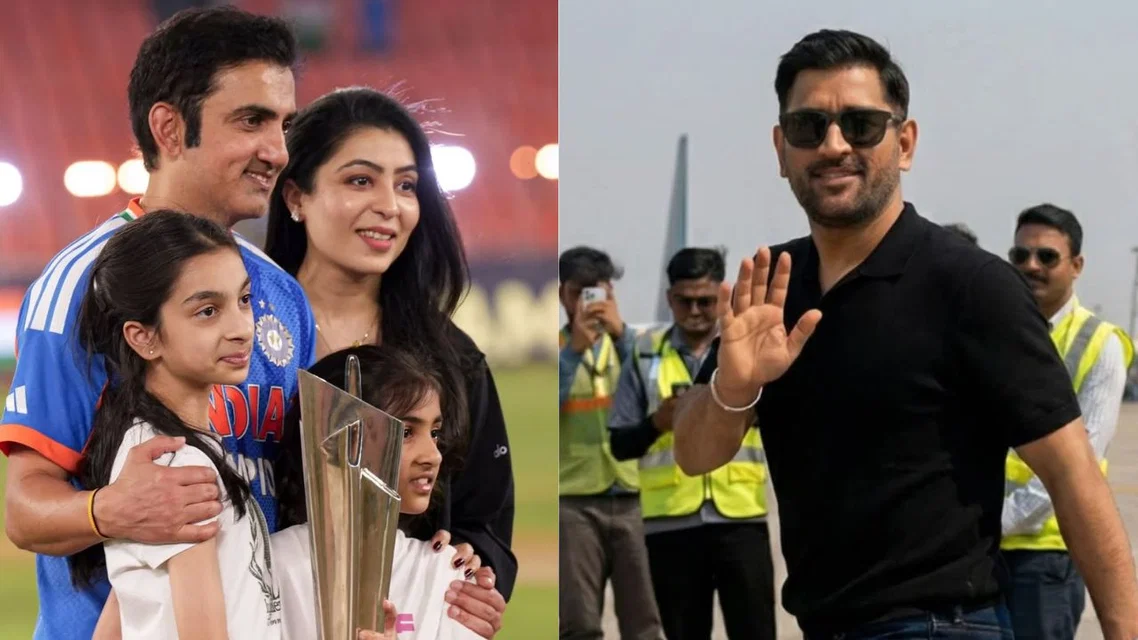 Gautam Gambhir with family and MS Dhoni (Source:X)
