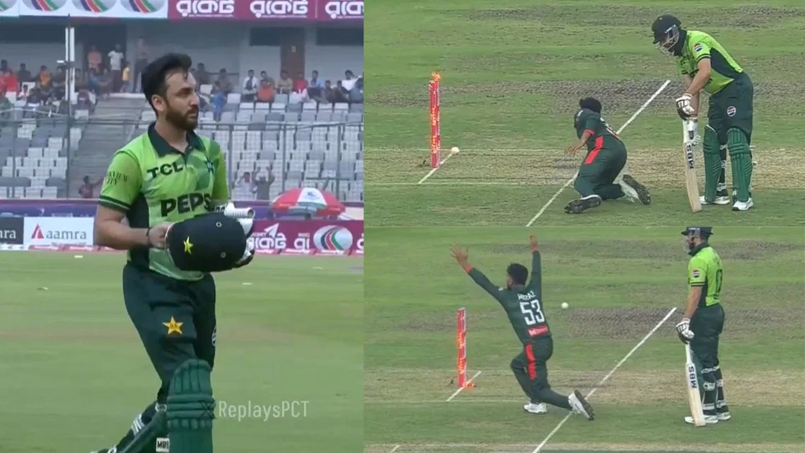 Salman Ali Agha Bizzare Runout in BAN vs PAK 2nd ODI (X.com/XReplaysPCT)