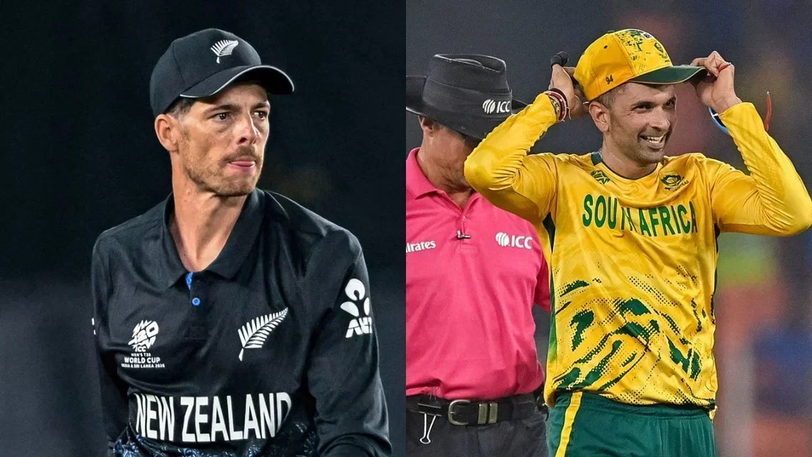 Mitchell Santner and Keshav Maharaj (Source:AFP)