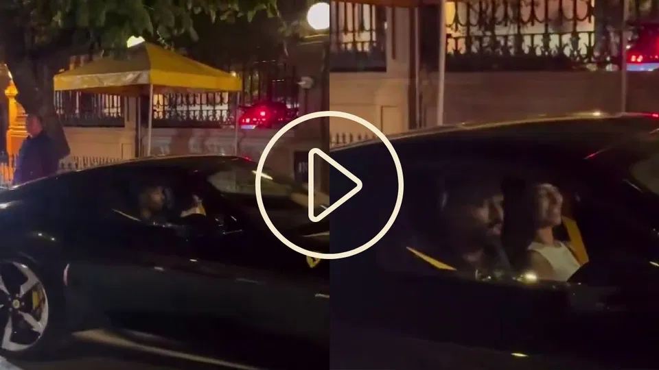 हार्दिक पंड्या अपनी नई कार चलाते हुए (@rushiii_12/x.com)