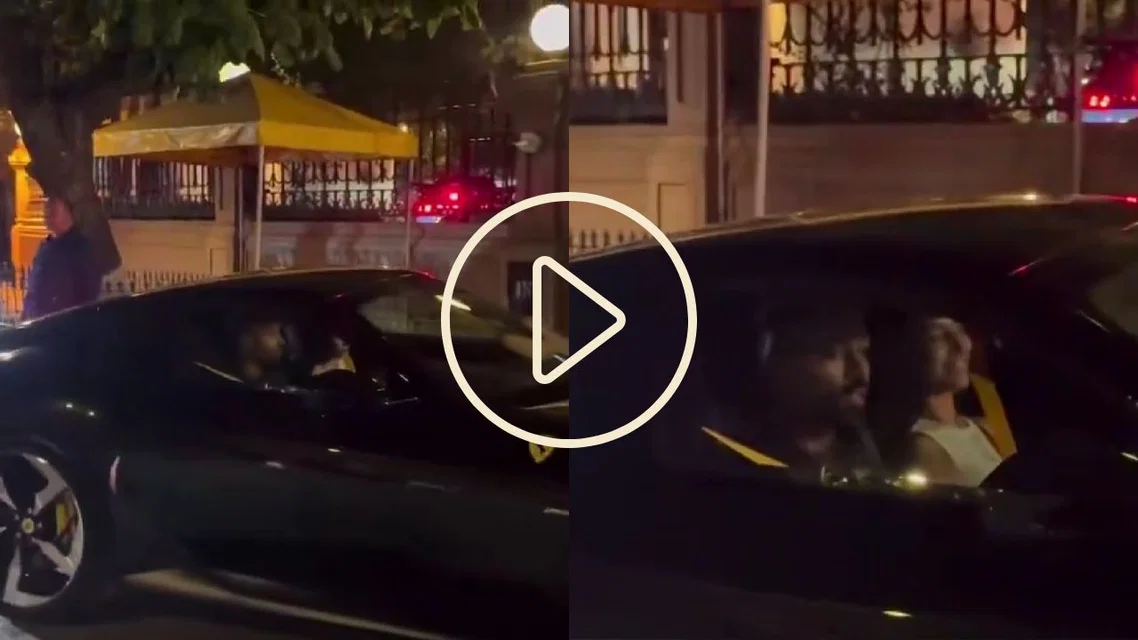 Hardik Pandya drives his new car (Source: @rushiii_12/x.com)