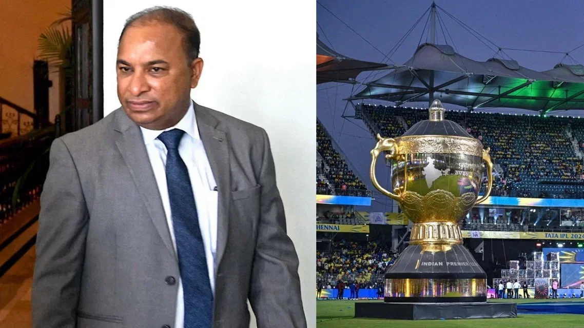 Devajit Saikia and IPL Trophy (Source:AFP)