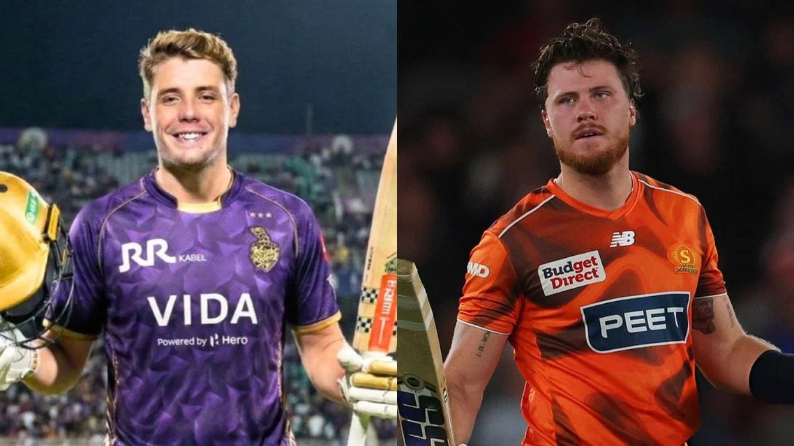 Cameron Green and Finn Allen. [Source - @kkrkaravan/X]