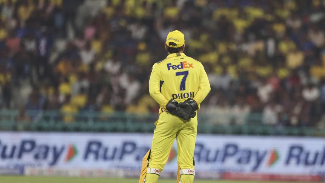 MS Dhoni in his legendary number 7 jersey for CSK (PC - x.com)
